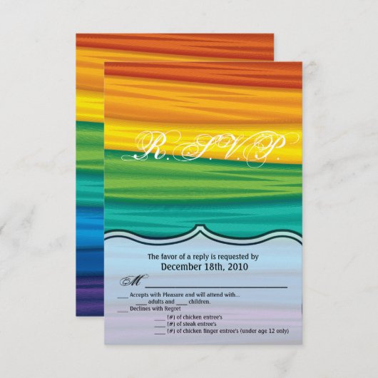 3,5x5 R.S.V.P. Card lgbtq Regenbogenflagge schwul Einladung (Vorne/Hinten)