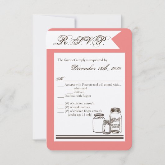 3.5x5 R.S.V.P. Card Mason Jar Land Rustikale Vasen Einladung (Vorderseite)