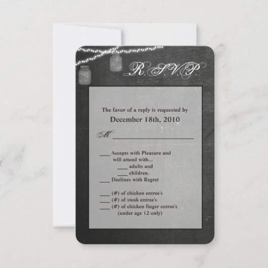 3.5x5 R.S.V.P. Card Mason Jar String Lights Chalk Einladung (Vorderseite)