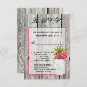 3.5x5 R.S.V.P. Card Mason Jar Wildblumen Barn Woo Einladung (Vorne/Hinten)