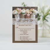 3.5x5 R.S.V.P. Card Mason Jar Wildblumen Barn Woo Einladung (Stehend Vorderseite)