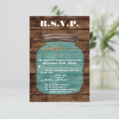 3.5x5 R.S.V.P. Card Mason Jar Wood Country Rustika Einladung (Stehend Vorderseite)