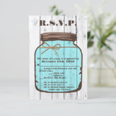 3.5x5 R.S.V.P. Card Mason Jar Wood Country Rustika Einladung (Stehend Vorderseite)