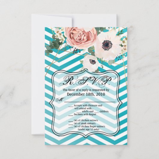 3.5x5 R.S.V.P. Geometrische Rose der Karte Zickzac (Vorderseite)