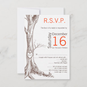 3,5x5 R.S.V.P. Hochzeitskarte Herbstbaum RSVP Karte
