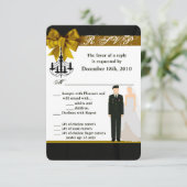 3,5x5 R.S.V.P.-Karte ARMY Einheitliche Groom Bride Einladung (Stehend Vorderseite)