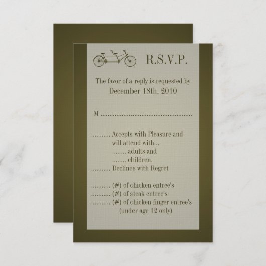 3,5x5 R.S.V.P.-Karte Braunes Doppelrad Einladung (Vorne/Hinten)