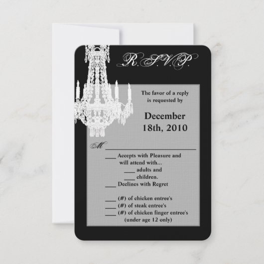 3,5x5 R.S.V.P.-Karte Crystal Chandelier Glitz Glam Einladung (Vorderseite)