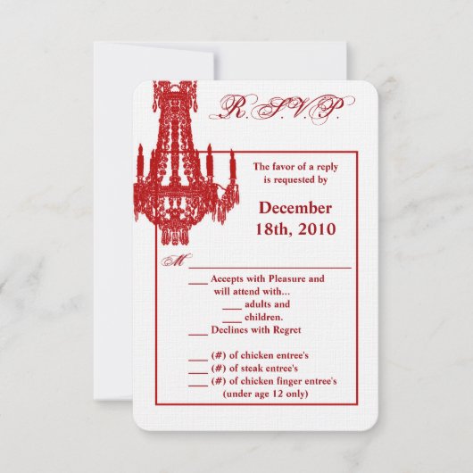 3,5x5 R.S.V.P.-Karte Crystal Chandelier Glitz Glam Einladung (Vorderseite)