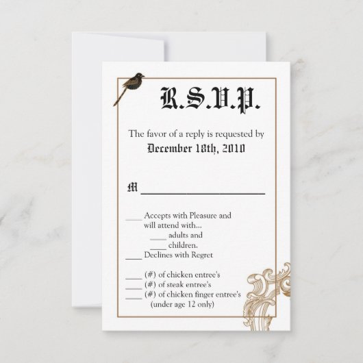 3.5x5 R.S.V.P. Karte Formal Love Birds Pigeon Duel (Vorderseite)