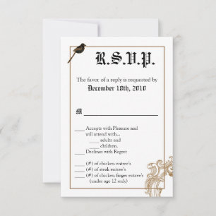 3,5x5 R.S.V.P. Karte Formal Love Birds Taube Duell