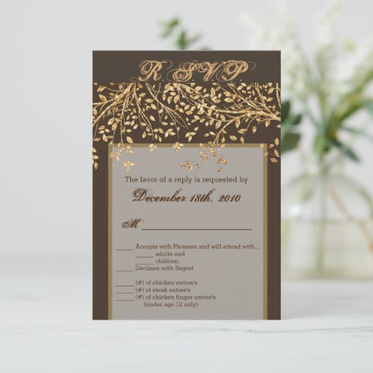 3.5x5 R.S.V.P Karte Gold Foil Herbsttreppe Bra (Stehend Vorderseite)