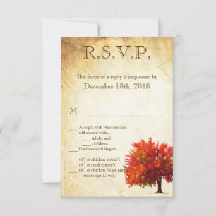 3,5x5 R.S.V.P. Karte Herbstbaum gealtertes Papier