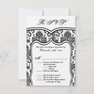 3,5x5 R.S.V.P.-Karte Hochzeit Damast RSVP Karte