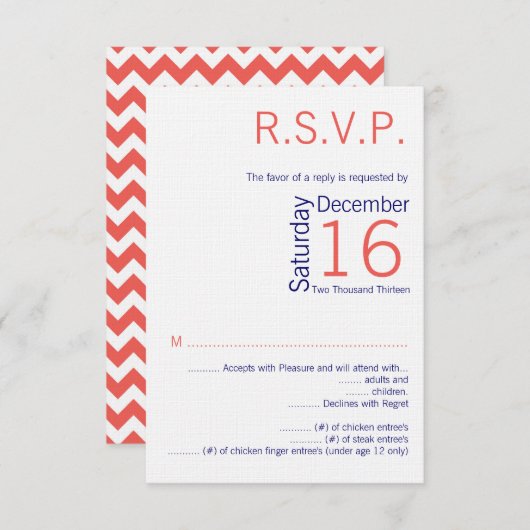 3.5x5 R.S.V.P.-Karte Hochzeitskorallenkrüber Einladung (Vorne/Hinten)