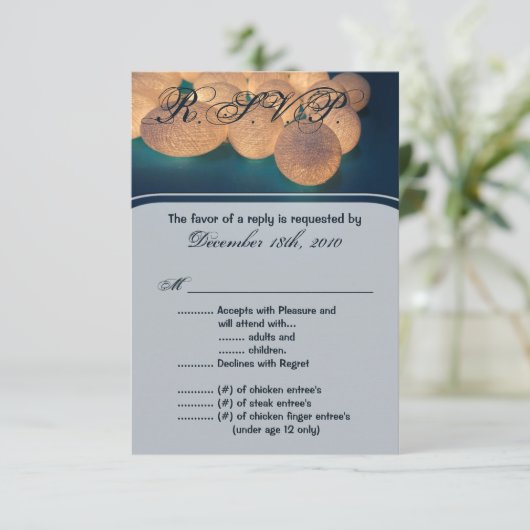 3.5x5 R.S.V.P.-Karte Hochzeitszeichenbeleuchtung N Einladung (Stehend Vorderseite)