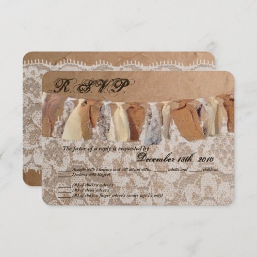 3,5x5 R.S.V.P.-Karte Kraft-Papiertüte Lace Burlap Einladung (Vorne/Hinten)