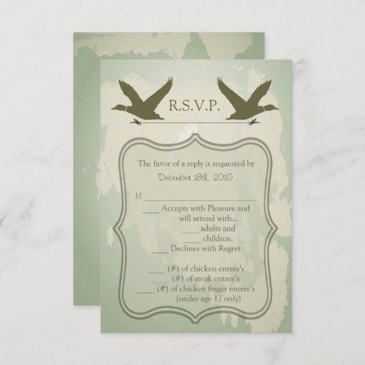 3.5x5 R.S.V.P.-Karte Landente Jagd Rustikal RSVP Karte (Vorne/Hinten)