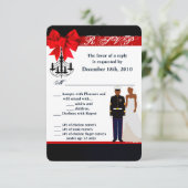 3.5x5 R.S.V.P.-Karte Marine African America Unifor Einladung (Stehend Vorderseite)