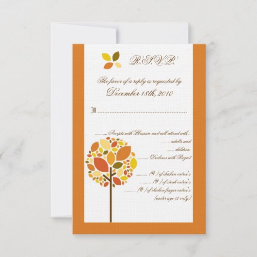 3,5x5 R.S.V.P.-Karte Moderner Herbstbaum RSVP Karte (Vorderseite)