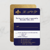 3,5x5 R.S.V.P.-Karte Moderner Streifen Navy White Einladung (Vorne/Hinten)