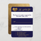 3,5x5 R.S.V.P.-Karte Moderner Streifen Navy White Einladung (Vorne/Hinten)