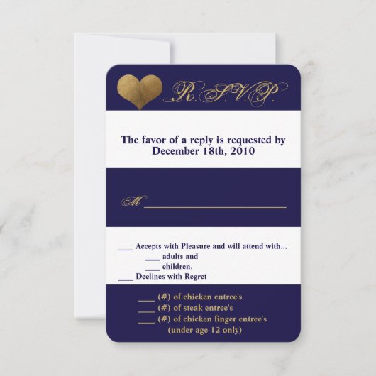3,5x5 R.S.V.P.-Karte Moderner Streifen Navy White Einladung (Vorderseite)