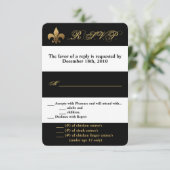 3,5x5 R.S.V.P.-Karte Moderner Strip-Schwarz-weißer Einladung (Stehend Vorderseite)