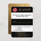 3,5x5 R.S.V.P.-Karte Moderner Strip-Schwarz-weißer Einladung (Vorne/Hinten)