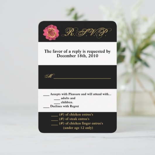 3,5x5 R.S.V.P.-Karte Moderner Strip-Schwarz-weißer Einladung (Stehend Vorderseite)