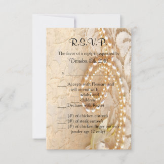 3,5x5 R.S.V.P.-Karte Pearl & Lace Einladung