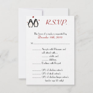 3,5x5 R.S.V.P. Karte Pinguin Liebespaar