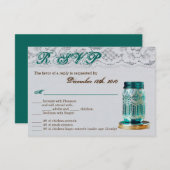 3.5x5 R.S.V.P. Karte Rustikaler Mason Jar Lace (Vorne/Hinten)