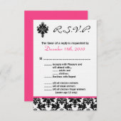 3,5x5 R.S.V.P.-Karte Schwarz Rosa Damak RSVP Karte (Vorne/Hinten)