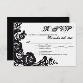 3.5x5 R.S.V.P. Karte Schwarze Spitze Damaske Antik (Vorne/Hinten)
