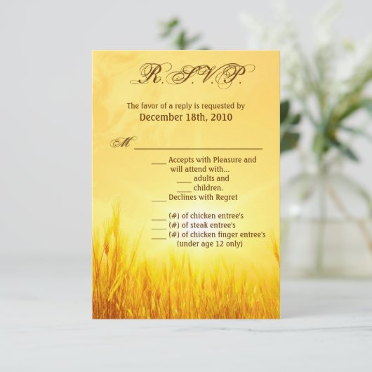 3.5x5 R.S.V.P. Karte Sonnenaufgang Weizenland Rust (Stehend Vorderseite)