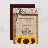3.5x5 R.S.V.P.-Karte Sonnenblumen-Spitzen-Burlap-L Einladung (Vorne/Hinten)
