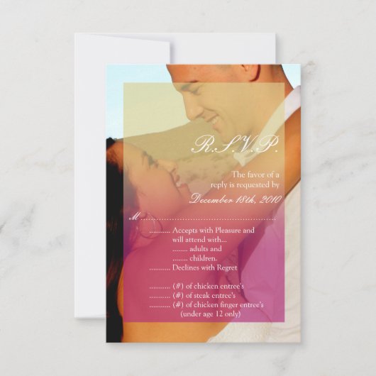 3.5x5 R.S.V.P.-Karte Sonnenuntergang Fade Rosa Tan Einladung (Vorderseite)