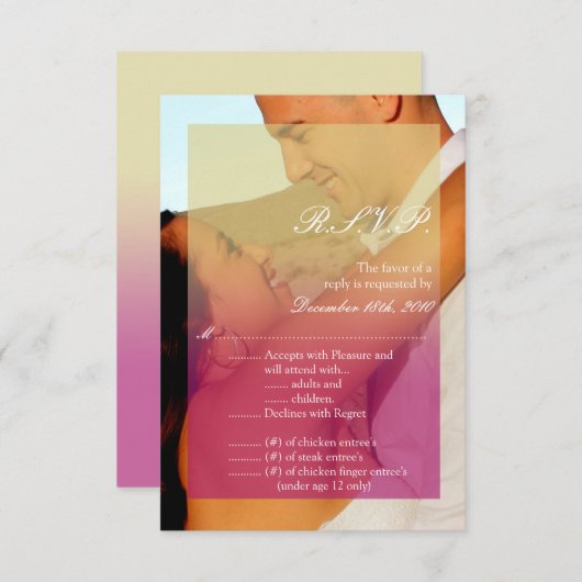 3.5x5 R.S.V.P.-Karte Sonnenuntergang Fade Rosa Tan Einladung (Vorne/Hinten)