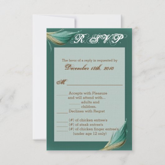 3.5x5 R.S.V.P.-Karte Tierquaille Feather Bird Mono Einladung (Vorderseite)