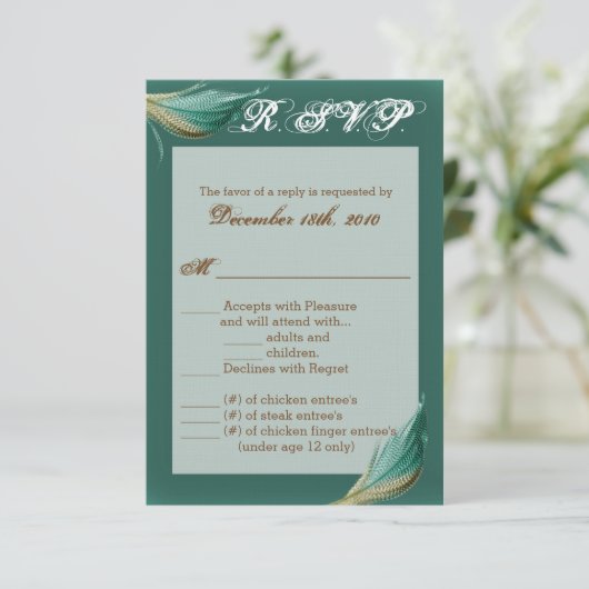 3.5x5 R.S.V.P.-Karte Tierquaille Feather Bird Mono Einladung (Stehend Vorderseite)