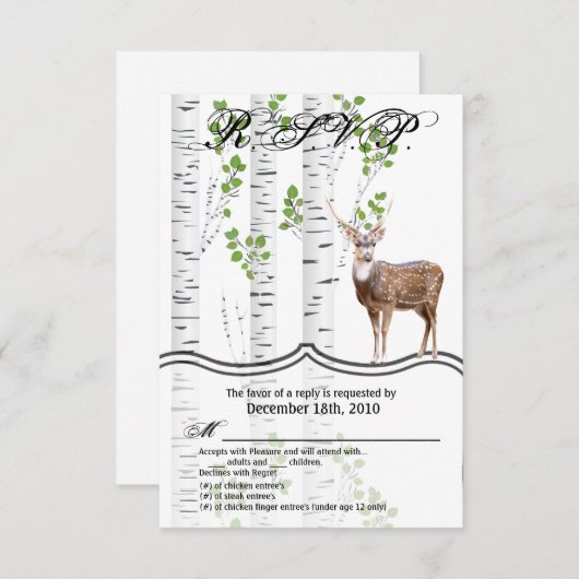 3.5x5 R.S.V.P.-Karte Waldland Hirschknotenjagd Einladung (Vorne/Hinten)