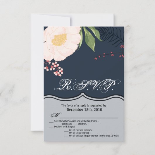 3,5x5 R.S.V.P.-Karte Weiße Blume der Blüte auf Dun Einladung (Vorderseite)
