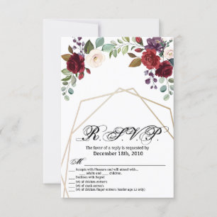 3,5x5 R.S.V.P. Karte Weiße Rose Gold Geometric