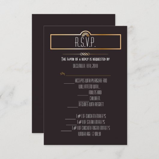 3.5x5 R.S.V.P.-Karten-Gatsby-Thema Einladung (Vorne/Hinten)