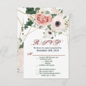 3.5x5 R.S.V.P. Kartengeometrie-Garten-Rose Anemone Einladung (Vorne/Hinten)