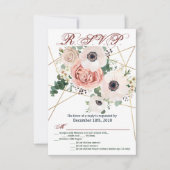 3.5x5 R.S.V.P. Kartengeometrie-Garten-Rose Anemone Einladung (Vorderseite)