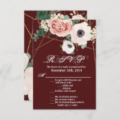 3.5x5 R.S.V.P. Kartengeometrischer Garten Rose Wei Einladung (Vorne/Hinten)