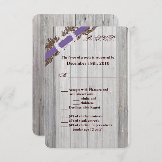 3,5x5 R.S.V.P.-Kartenhalblauch aus Holz Diamantban Einladung (Vorne/Hinten)