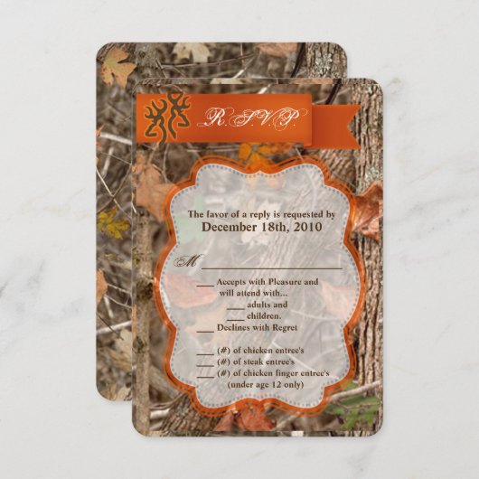 3.5x5 R.S.V.P. Kartenjagd für Hirsche Doe Buck Einladung (Vorne/Hinten)